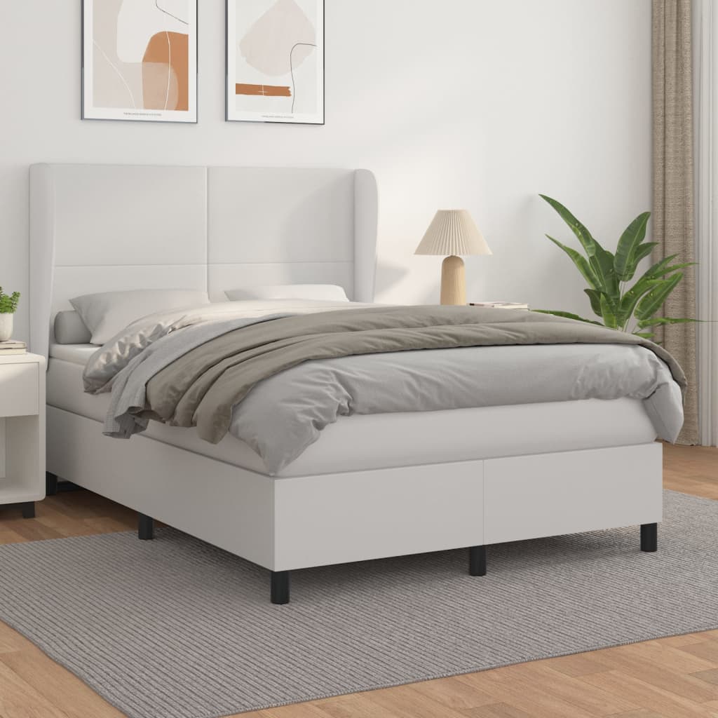 Sommier à lattes de lit avec matelas Blanc 140x190cm Similicuir - XIOS