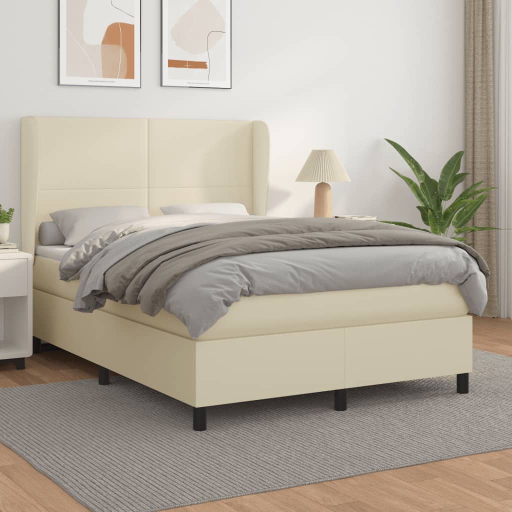 Sommier à lattes de lit avec matelas Crème 140x190cm Similicuir - XIOS