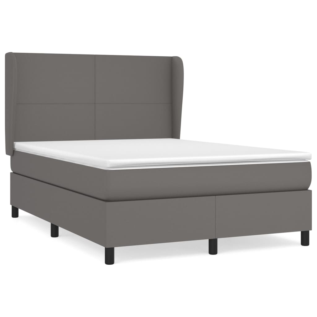 Sommier à lattes de lit avec matelas Gris 140x200 cm Similicuir