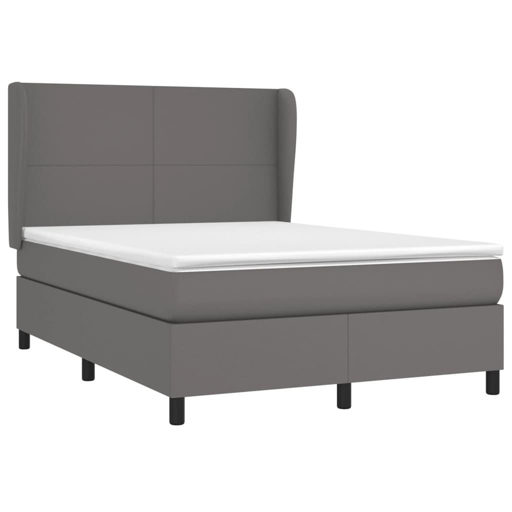 Sommier à lattes de lit avec matelas Gris 140x200 cm Similicuir