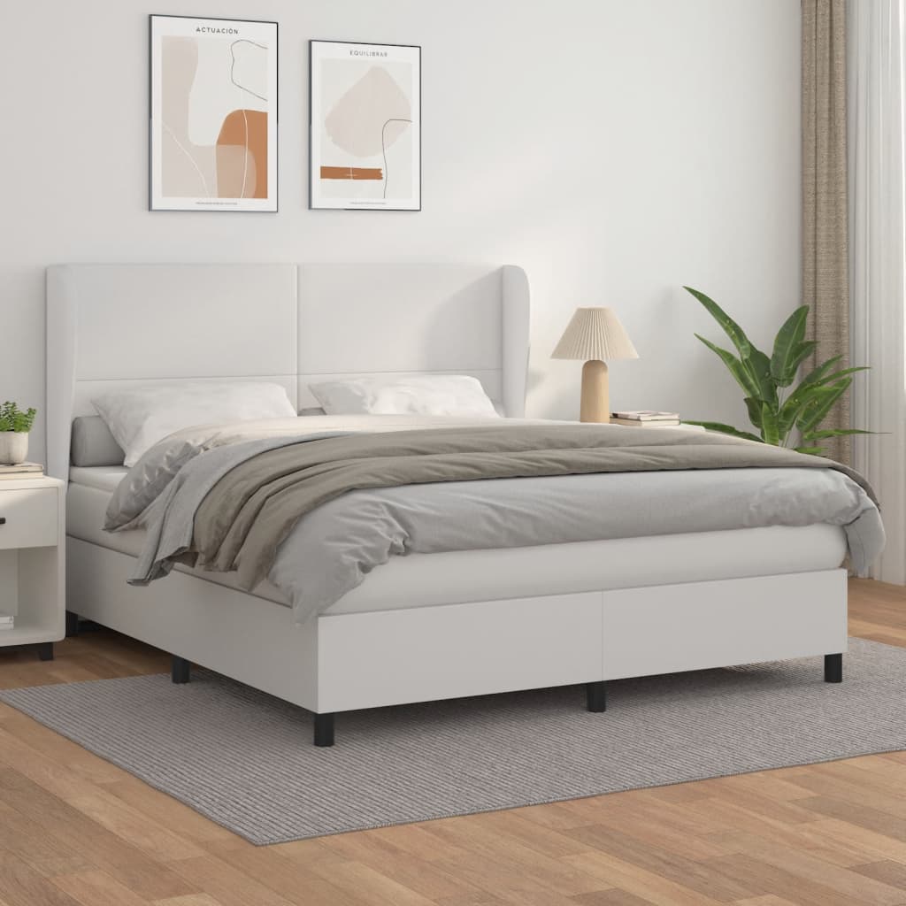Sommier à lattes de lit avec matelas Blanc 160x200cm Similicuir - XIOS