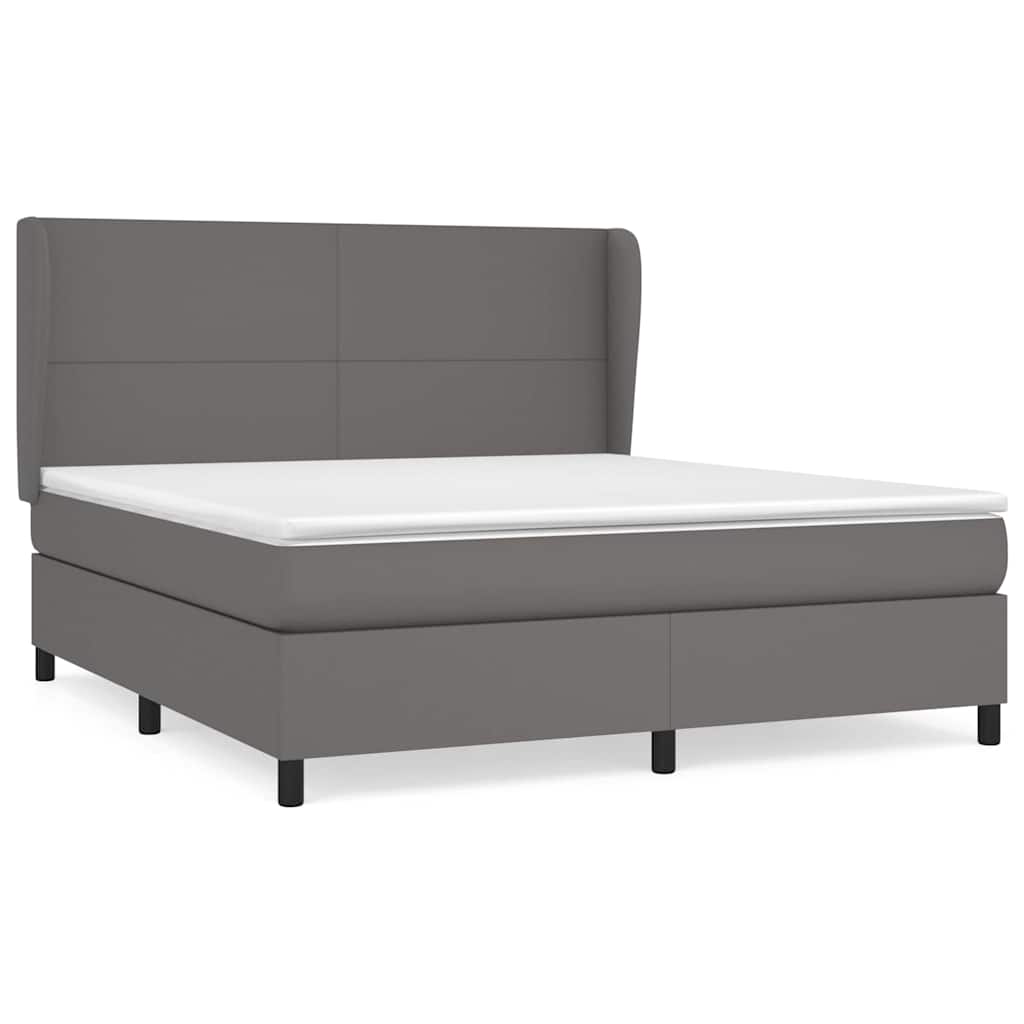 Sommier à lattes de lit avec matelas Gris 160x200 cm Similicuir