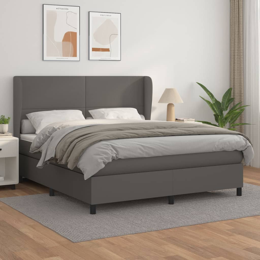 Sommier à lattes de lit avec matelas Gris 160x200 cm Similicuir - XIOS
