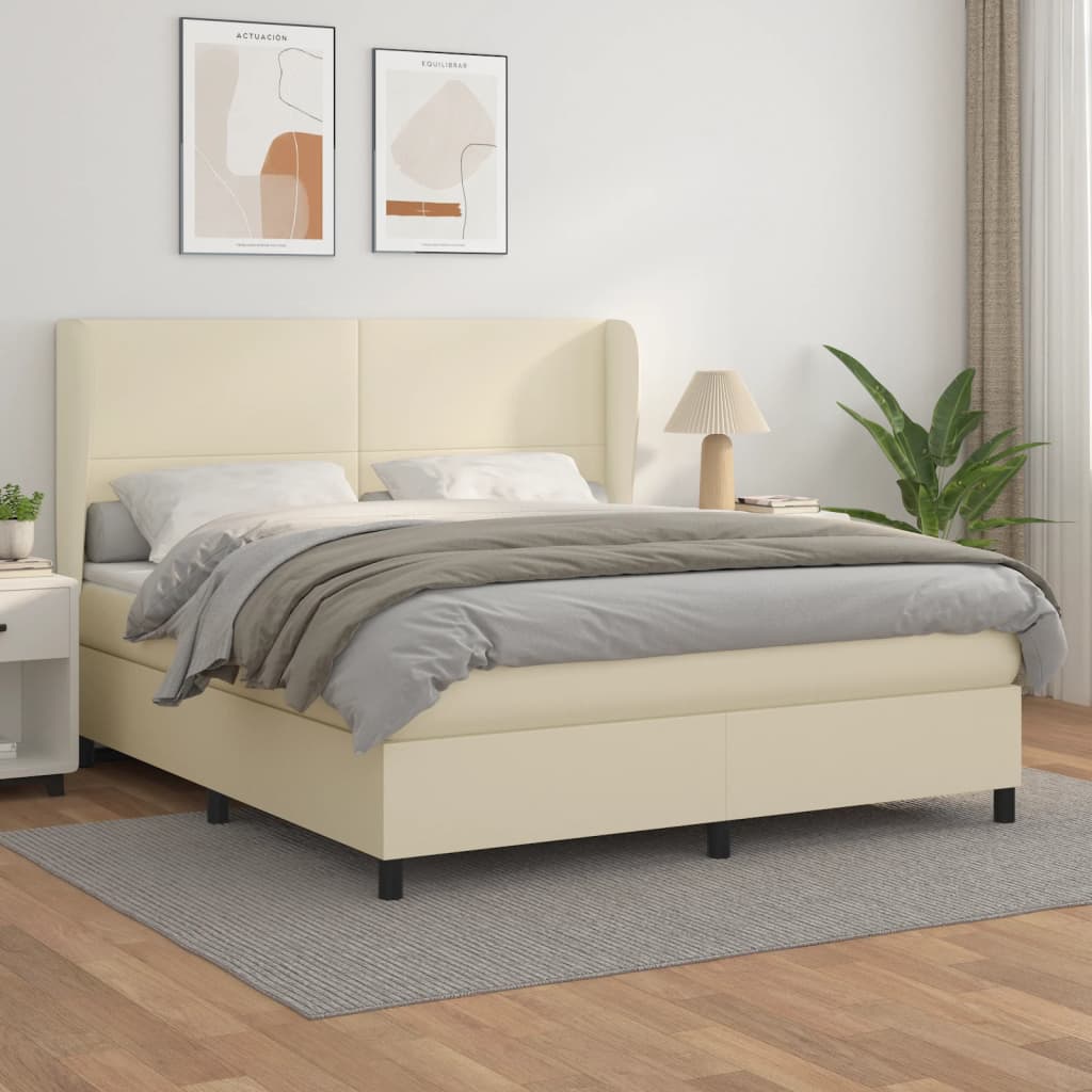 Sommier à lattes de lit avec matelas Crème 180x200cm Similicuir - XIOS
