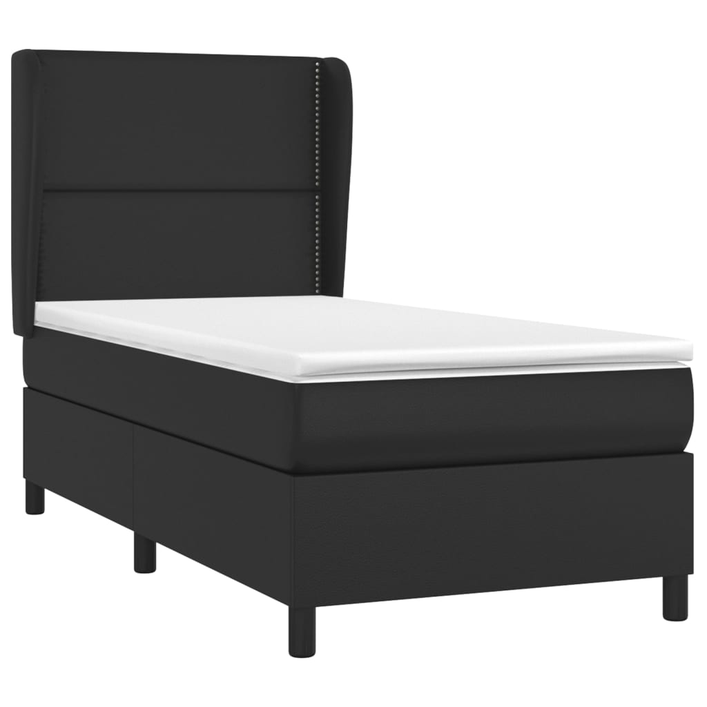 Sommier à lattes de lit avec matelas Noir 90x200 cm Similicuir - XIOS