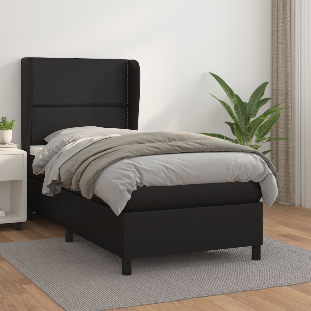 Sommier à lattes de lit avec matelas Noir 90x200 cm Similicuir - XIOS