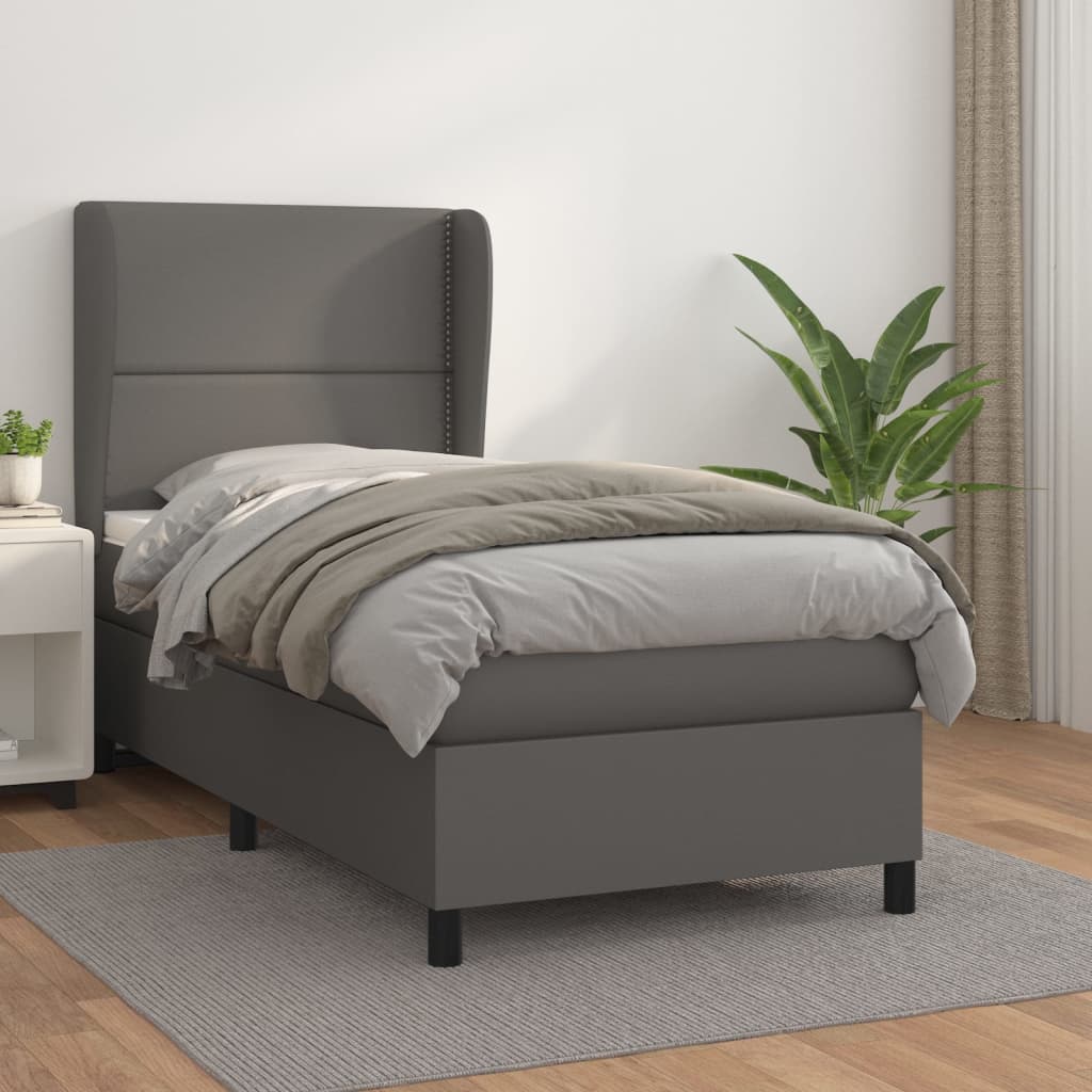 Sommier à lattes de lit avec matelas Gris 90x200 cm Similicuir - XIOS
