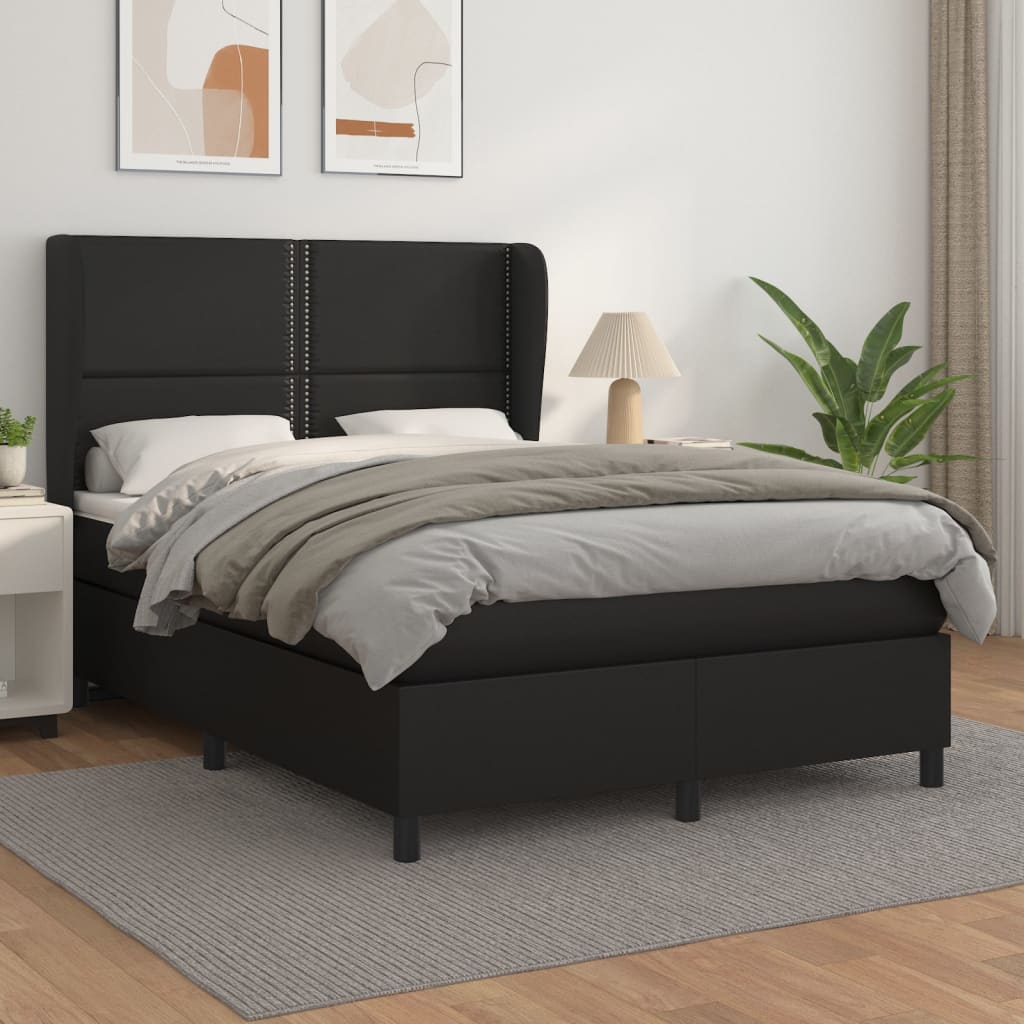 Sommier à lattes de lit avec matelas Noir 140x190 cm Similicuir - XIOS