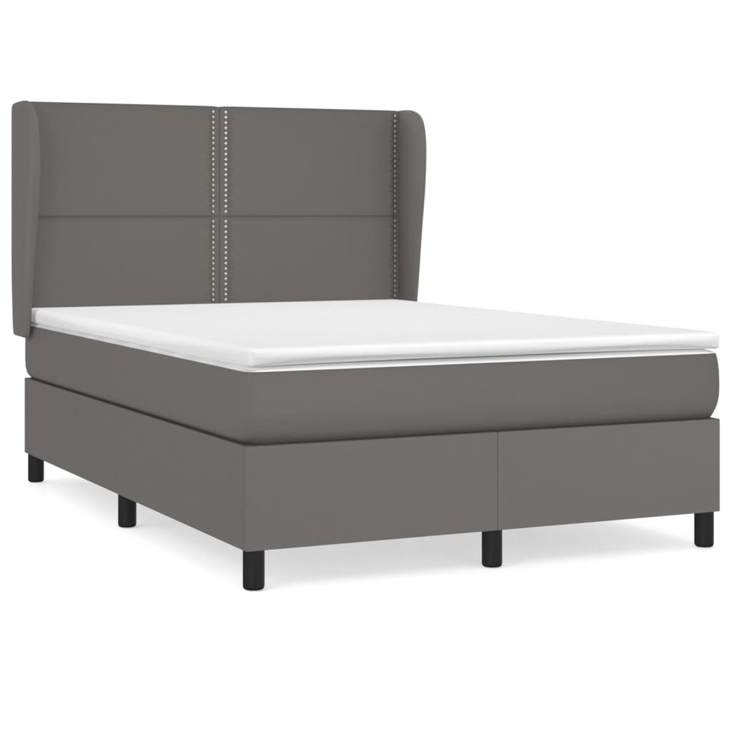 Sommier à lattes de lit avec matelas Gris 140x190 cm Similicuir - XIOS