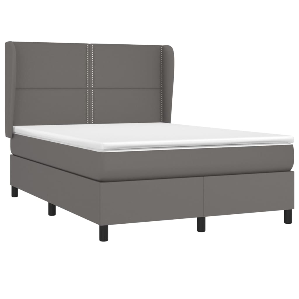 Sommier à lattes de lit avec matelas Gris 140x190 cm Similicuir - XIOS