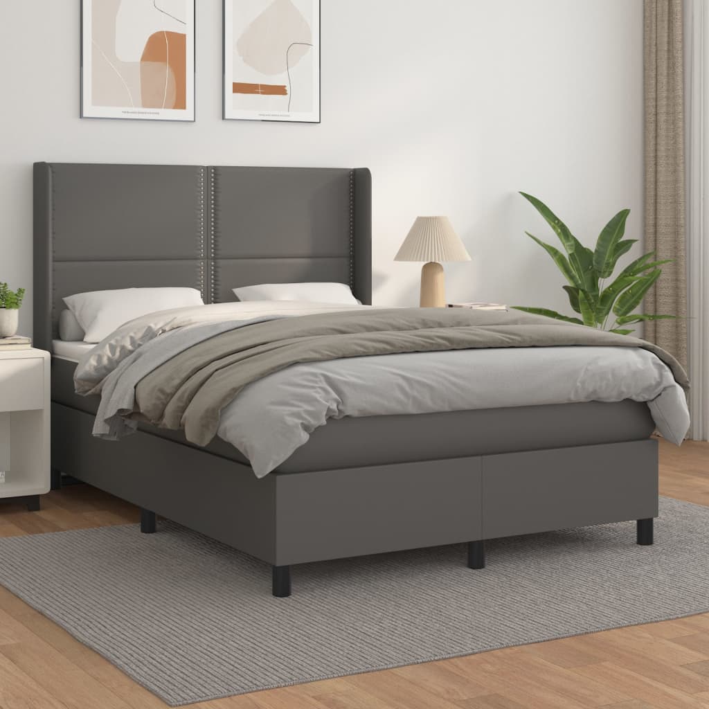 Sommier à lattes de lit avec matelas Gris 140x190 cm Similicuir - XIOS