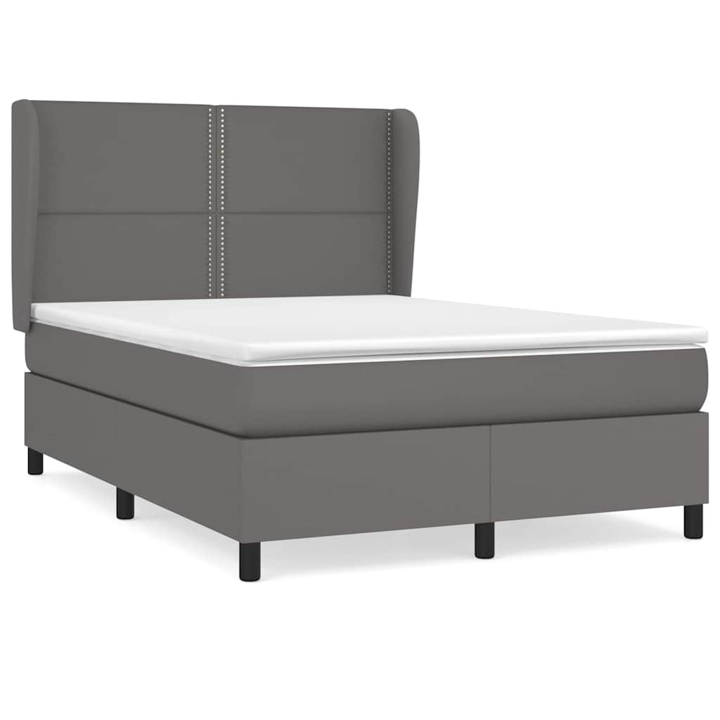 Sommier à lattes de lit avec matelas Gris 140x200 cm Similicuir