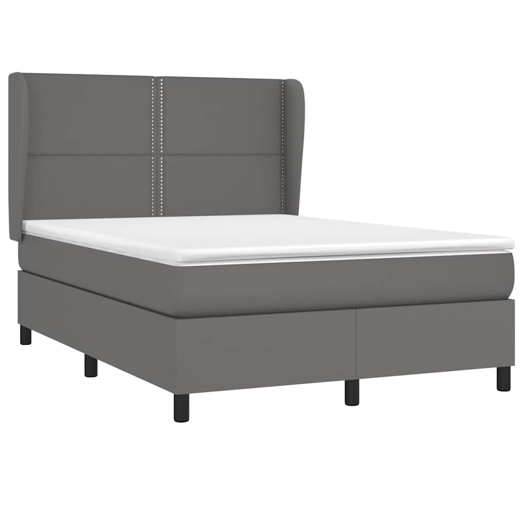 Sommier à lattes de lit avec matelas Gris 140x200 cm Similicuir