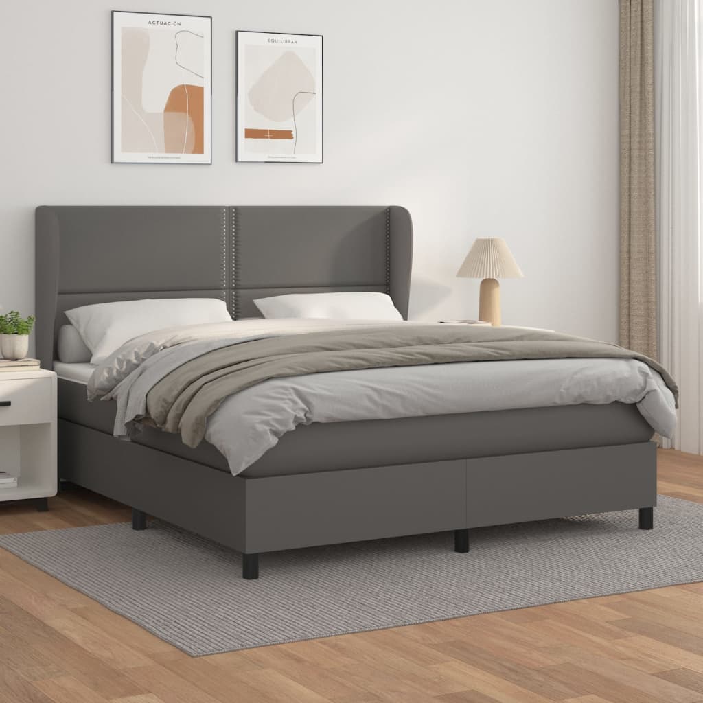 Sommier à lattes de lit avec matelas Gris 180x200 cm Similicuir - XIOS