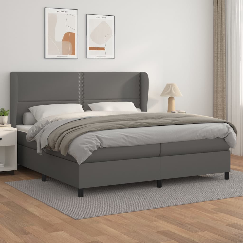 Sommier à lattes de lit avec matelas Gris 200x200 cm Similicuir - XIOS