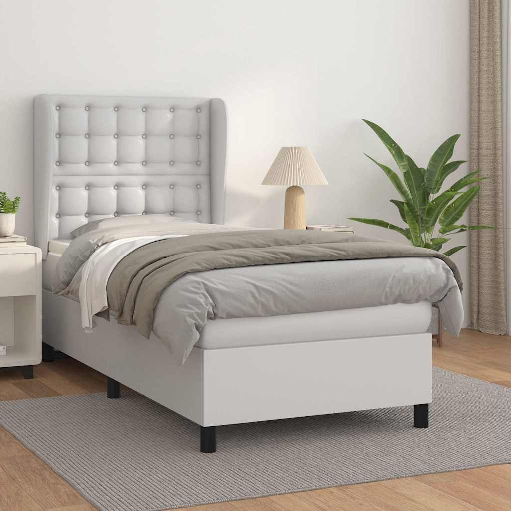 Sommier à lattes de lit avec matelas Blanc 80x200 cm Similicuir