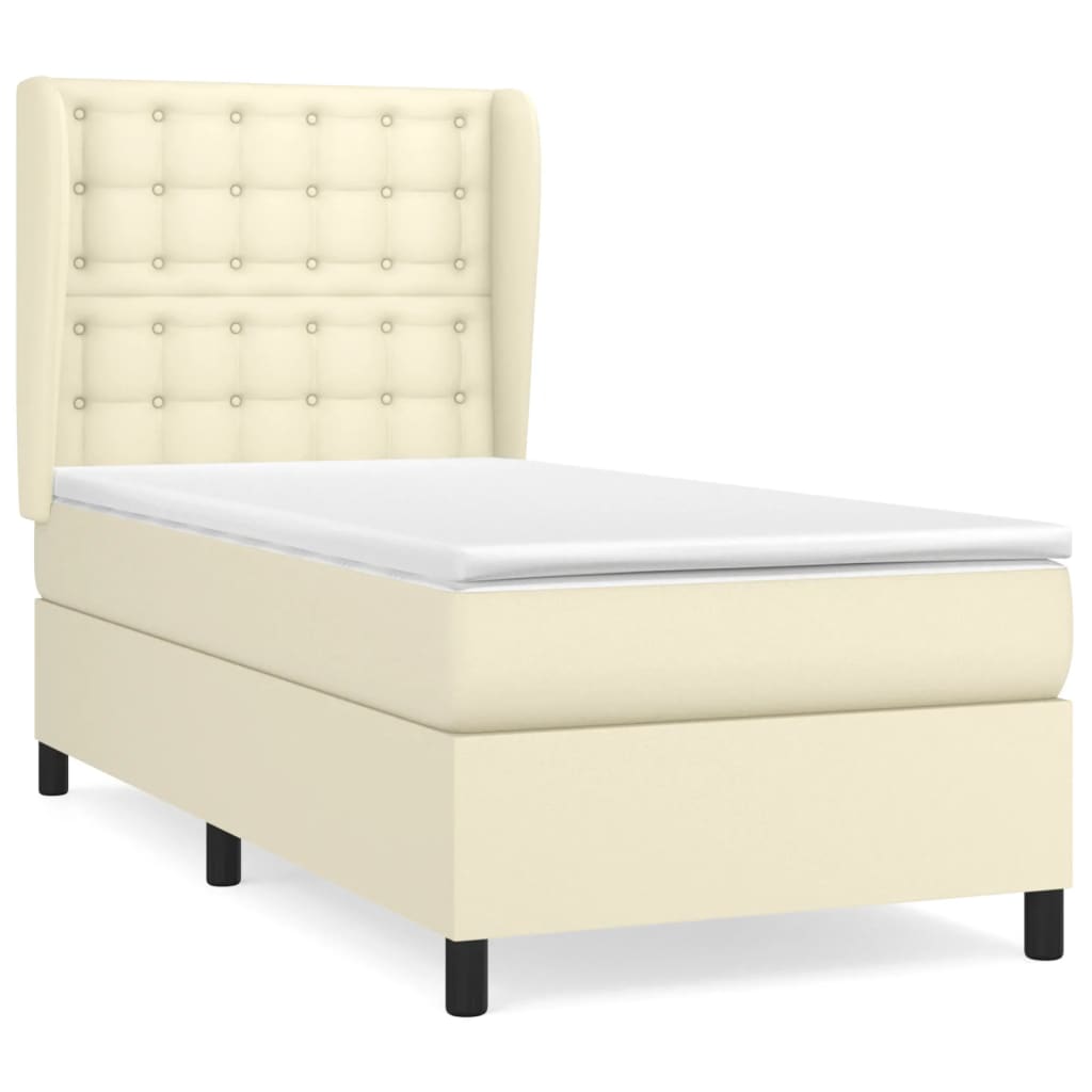 Sommier à lattes de lit avec matelas Crème 90x190 cm Similicuir - XIOS