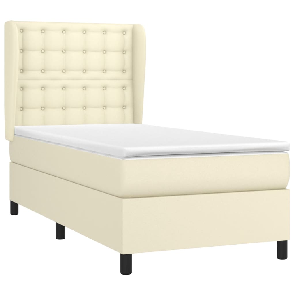 Sommier à lattes de lit avec matelas Crème 90x190 cm Similicuir - XIOS