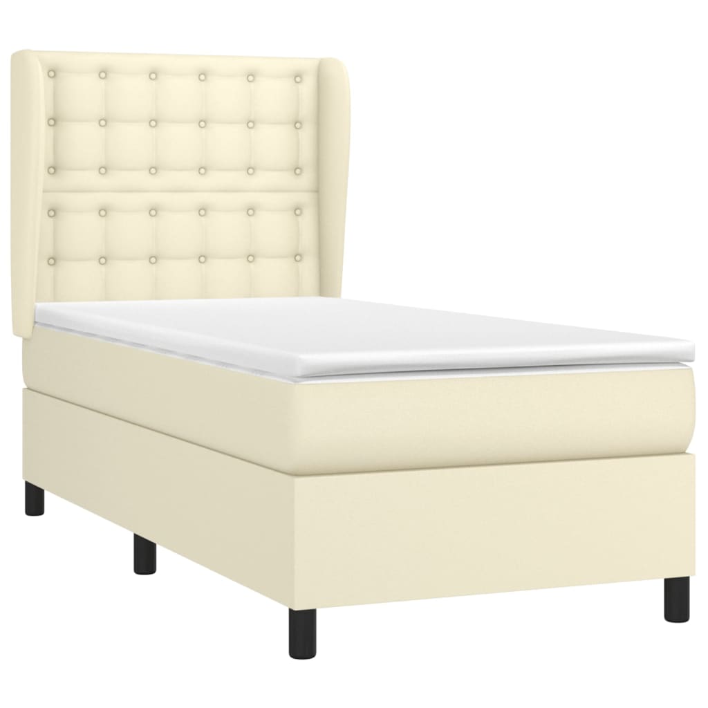 Sommier à lattes de lit avec matelas Crème 90x200 cm Similicuir - XIOS