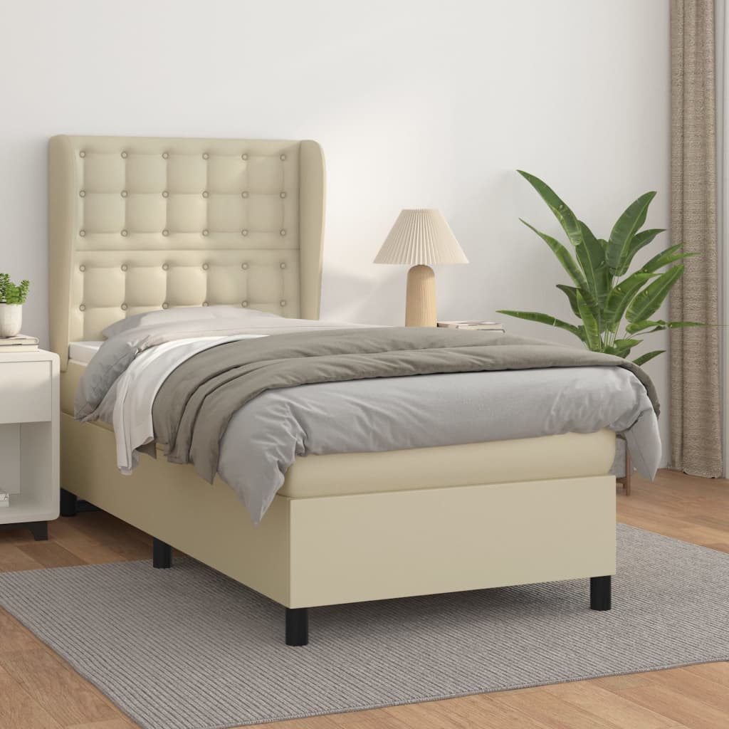 Sommier à lattes de lit avec matelas Crème 90x200 cm Similicuir - XIOS