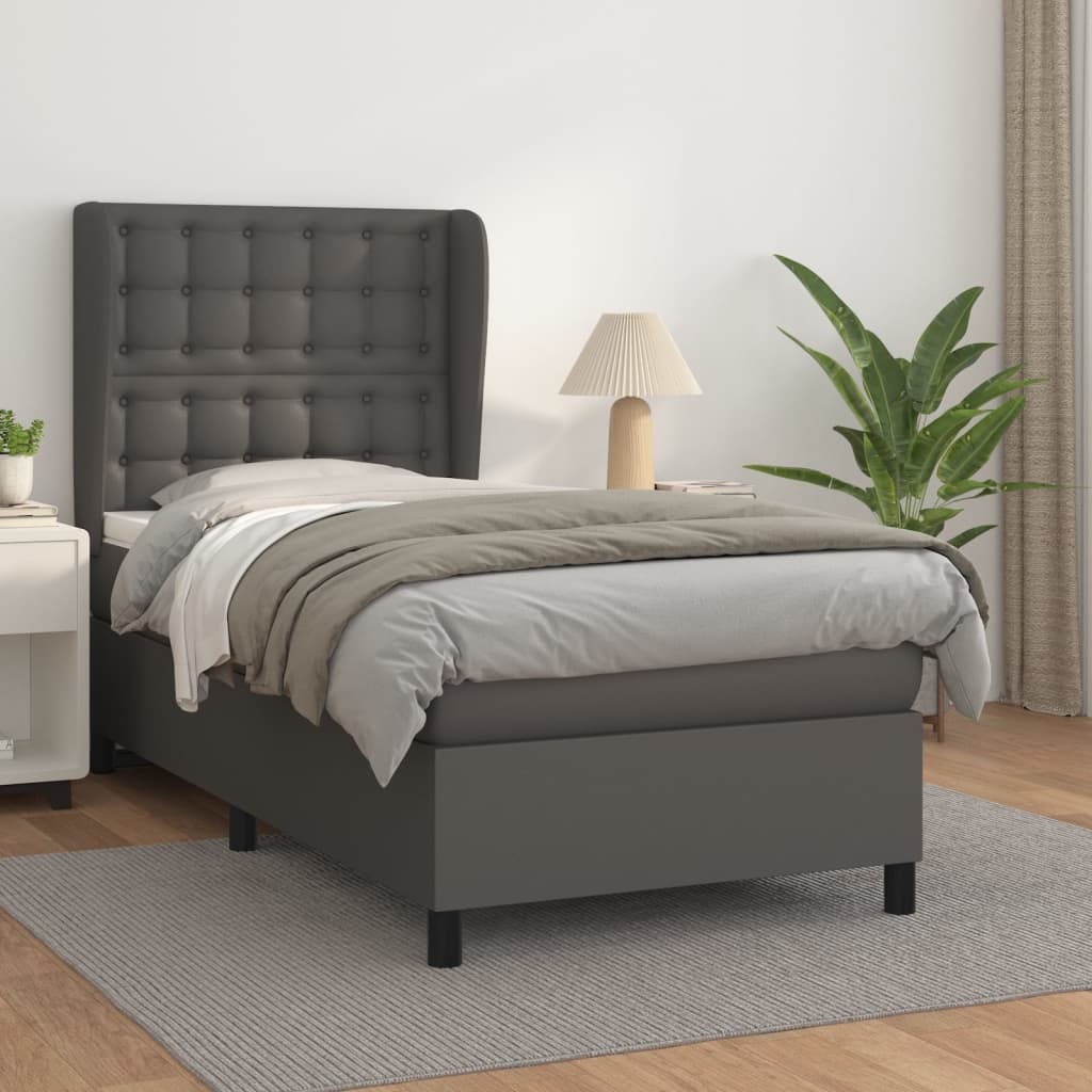Sommier à lattes de lit avec matelas Gris 90x200 cm Similicuir - XIOS