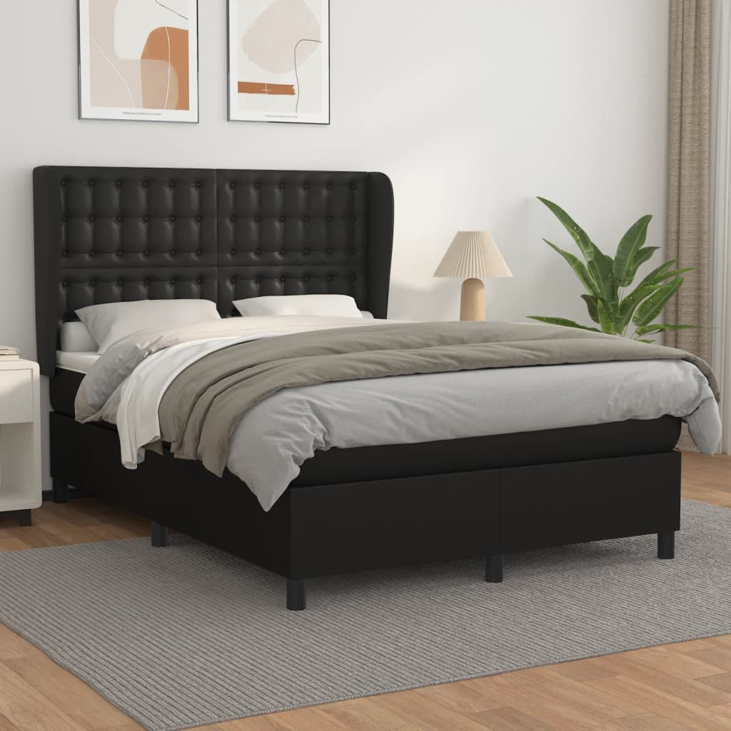 Sommier à lattes de lit avec matelas Noir 140x190 cm Similicuir - XIOS