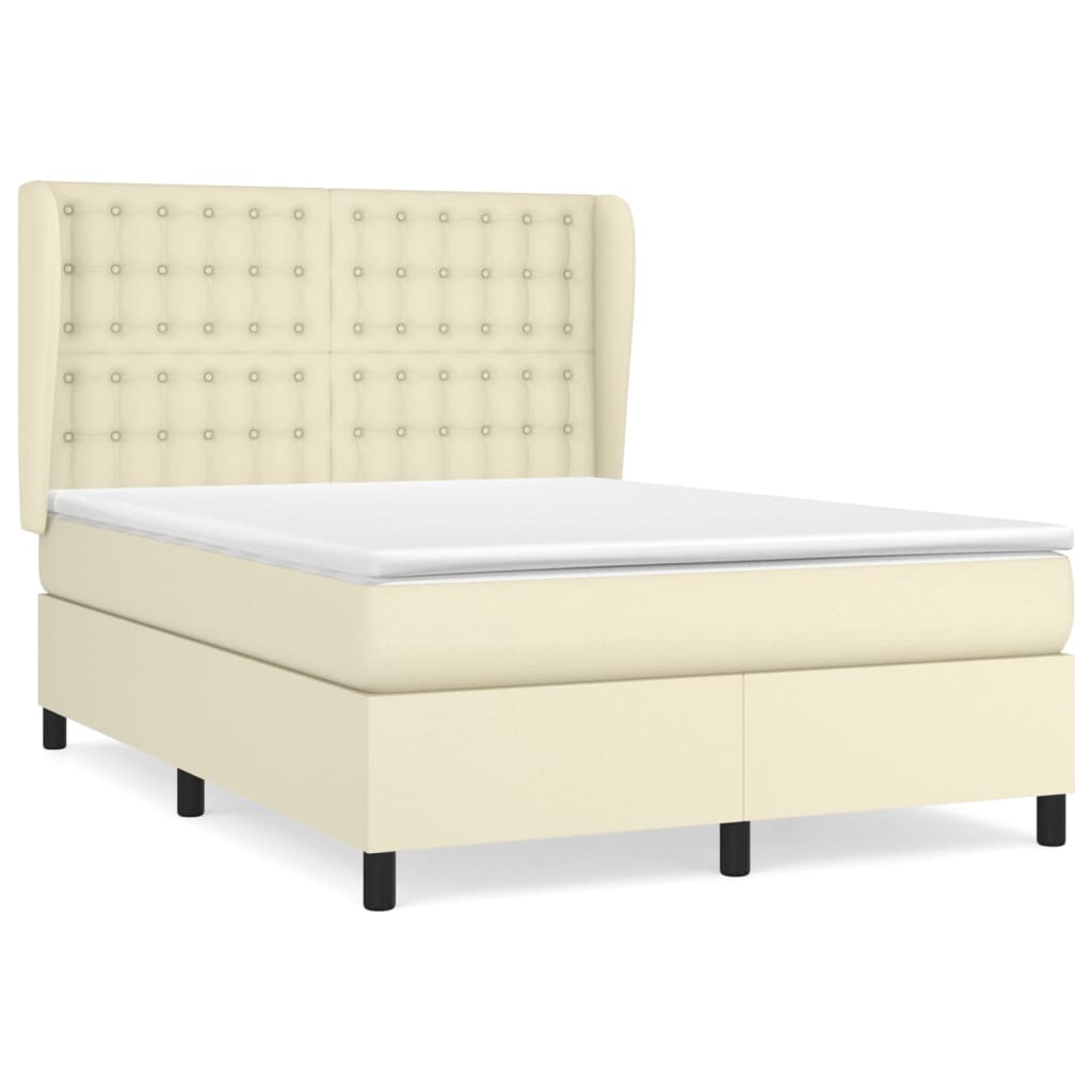 Sommier à lattes de lit avec matelas Crème 140x190cm Similicuir - XIOS