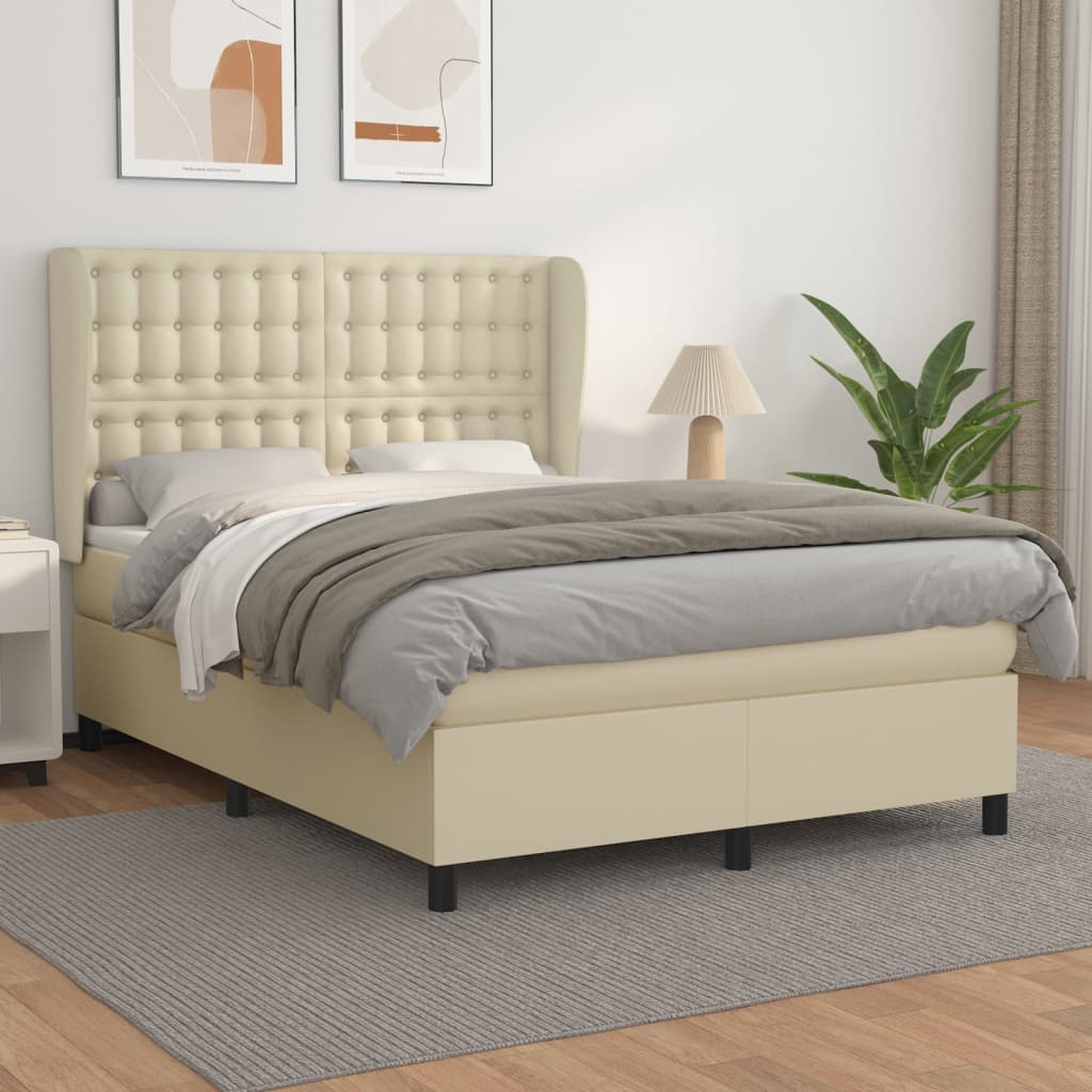 Sommier à lattes de lit avec matelas Crème 140x190cm Similicuir - XIOS