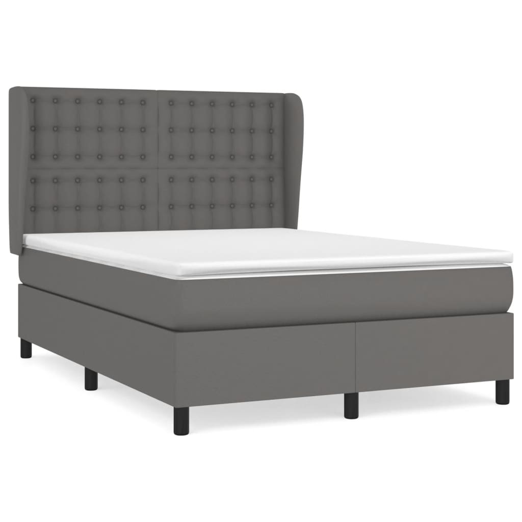 Sommier à lattes de lit avec matelas Gris 140x190 cm Similicuir - XIOS