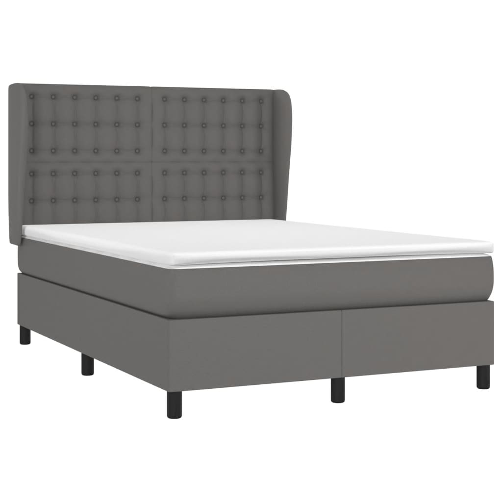Sommier à lattes de lit avec matelas Gris 140x190 cm Similicuir - XIOS