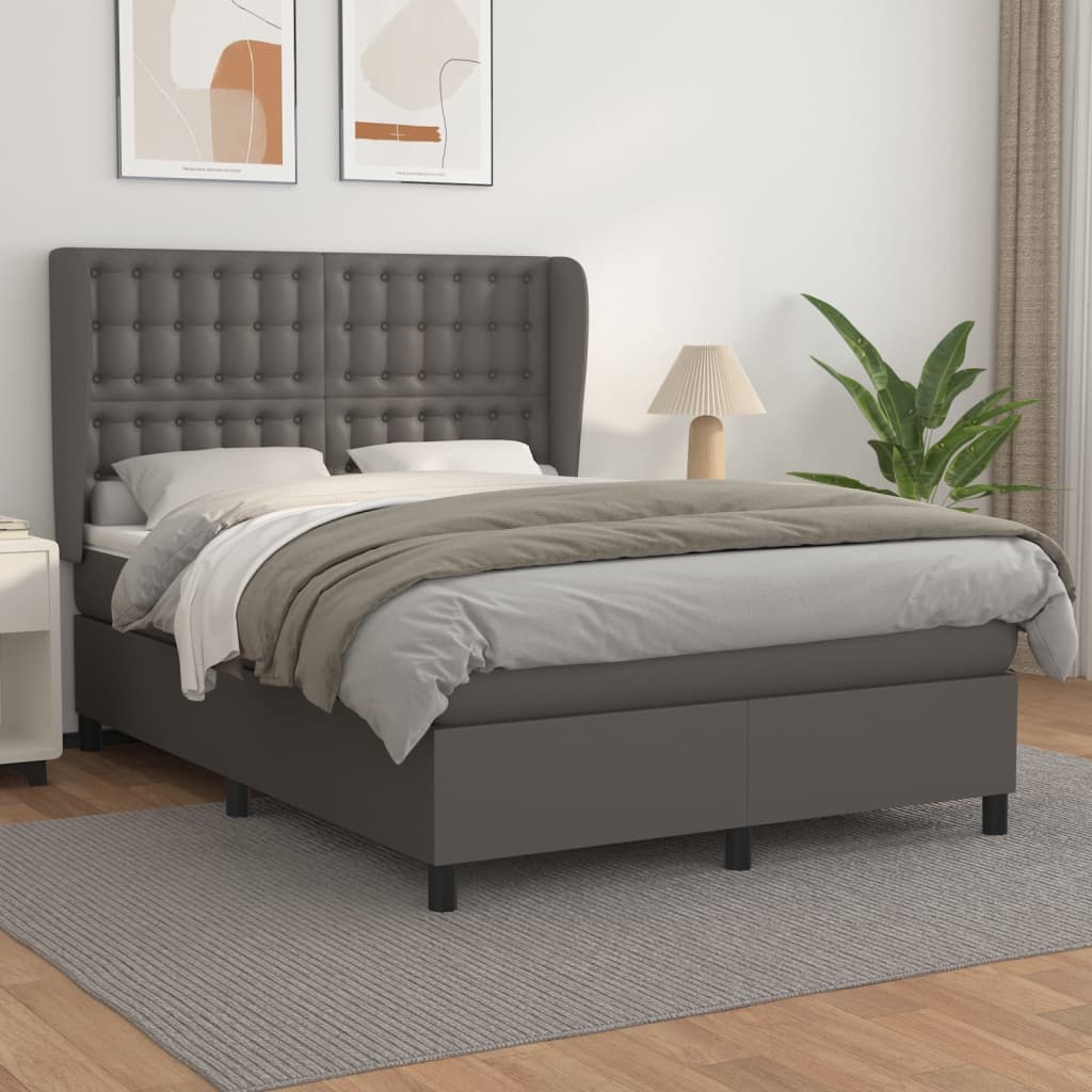Sommier à lattes de lit avec matelas Gris 140x190 cm Similicuir - XIOS