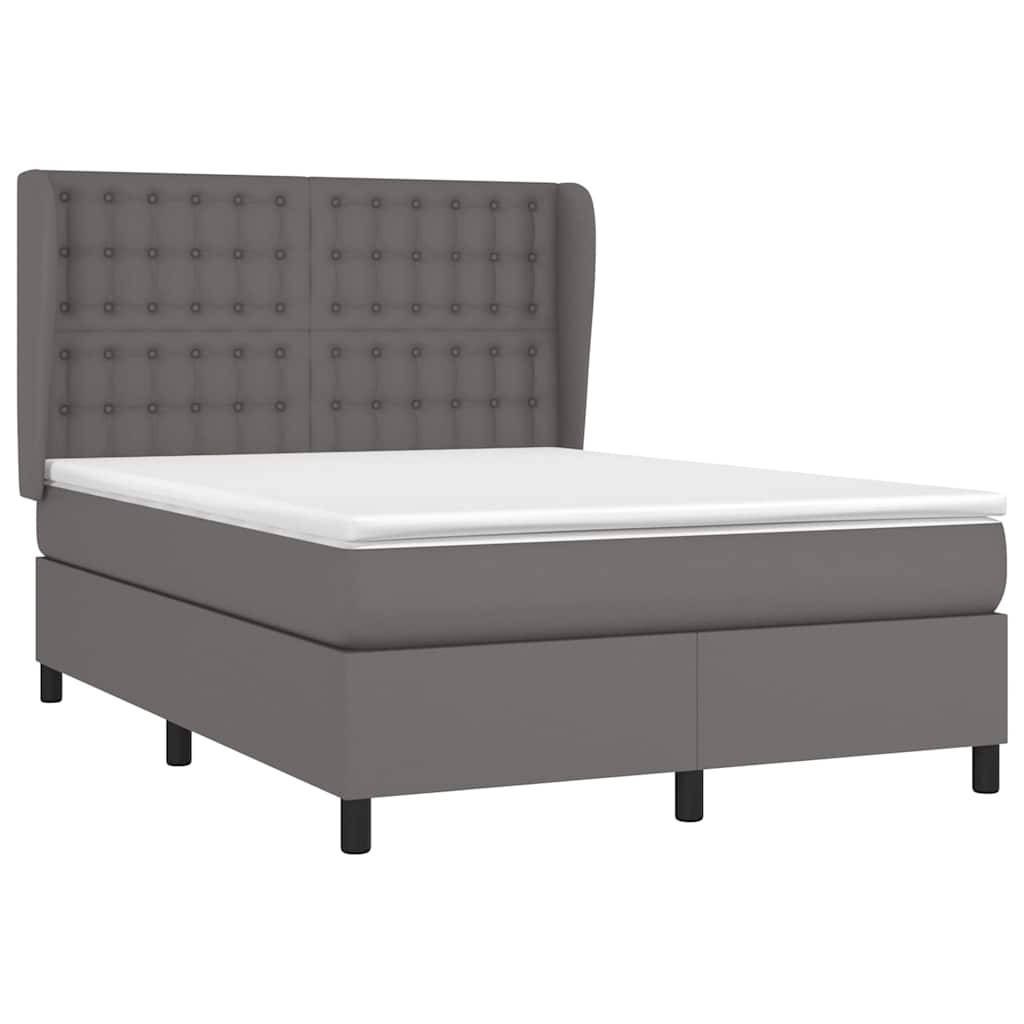 Sommier à lattes de lit avec matelas Gris 140x200 cm Similicuir