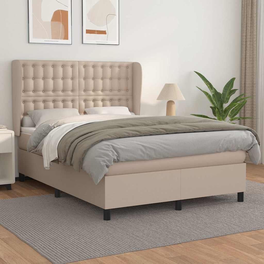 Sommier à lattes de lit avec matelas Cappuccino 140x200 cm