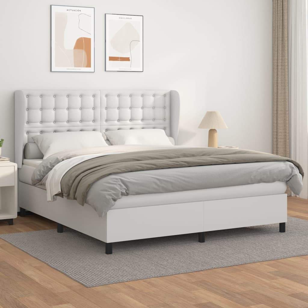 Sommier à lattes de lit avec matelas Blanc 160x200cm Similicuir - XIOS