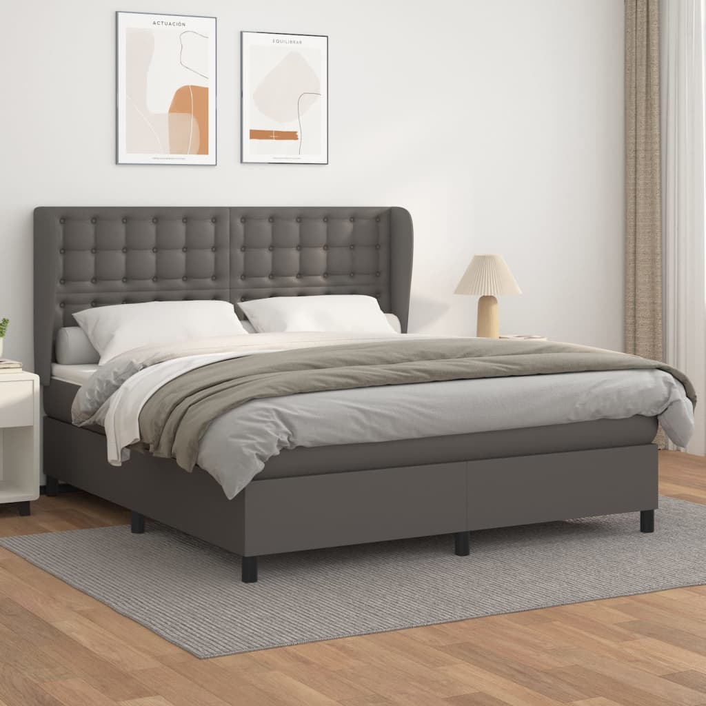 Sommier à lattes de lit avec matelas Gris 160x200 cm Similicuir - XIOS
