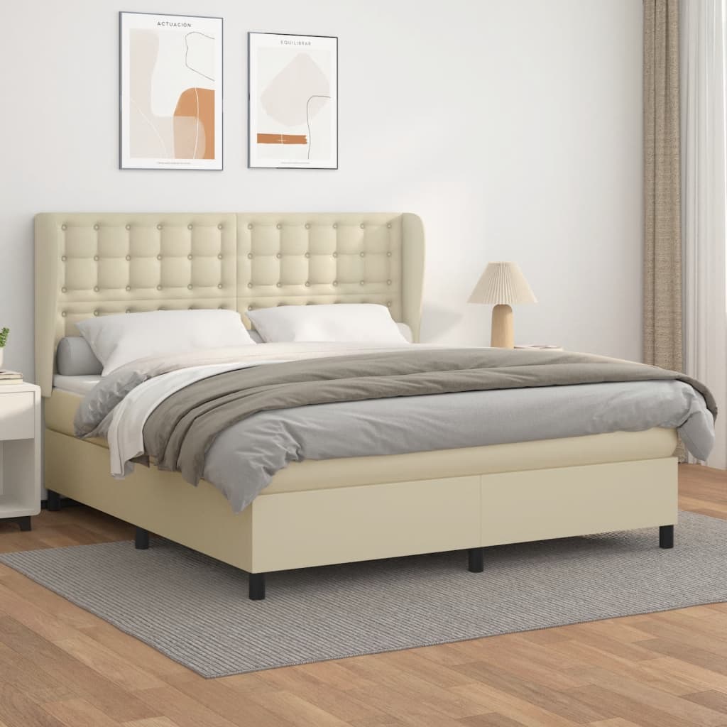 Sommier à lattes de lit avec matelas Crème 180x200cm Similicuir - XIOS