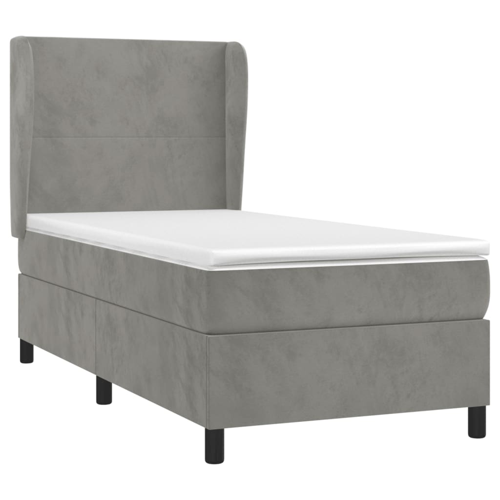 Sommier à lattes de lit et matelas Gris clair 80x200 cm Velours - XIOS