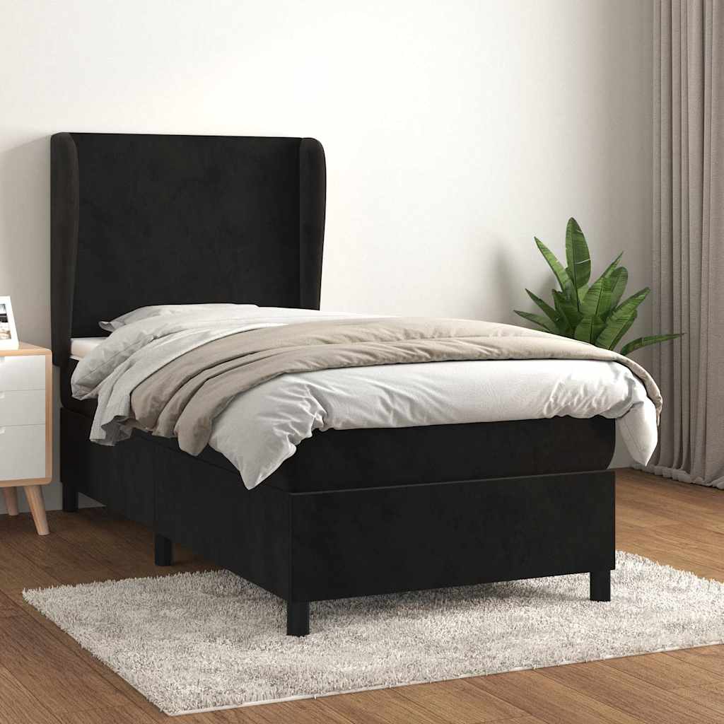 Sommier à lattes de lit et matelas Noir 80x200 cm Velours - XIOS