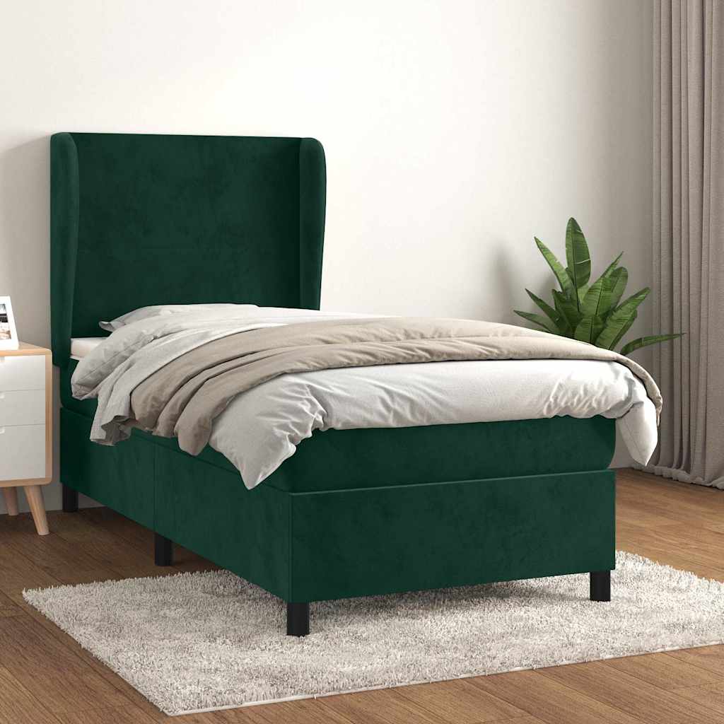 Sommier à lattes de lit et matelas Vert foncé 80x200 cm Velours