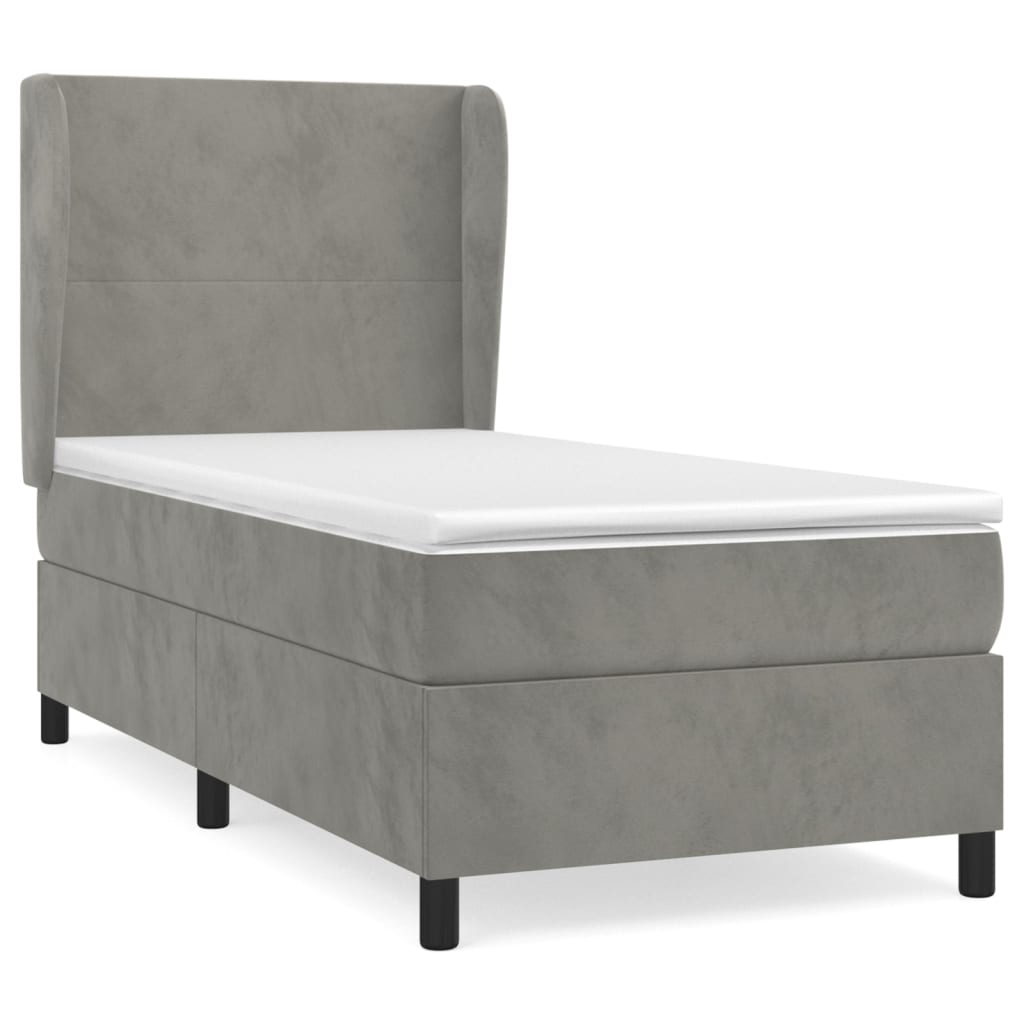 Sommier à lattes de lit et matelas Gris clair 90x190 cm Velours - XIOS