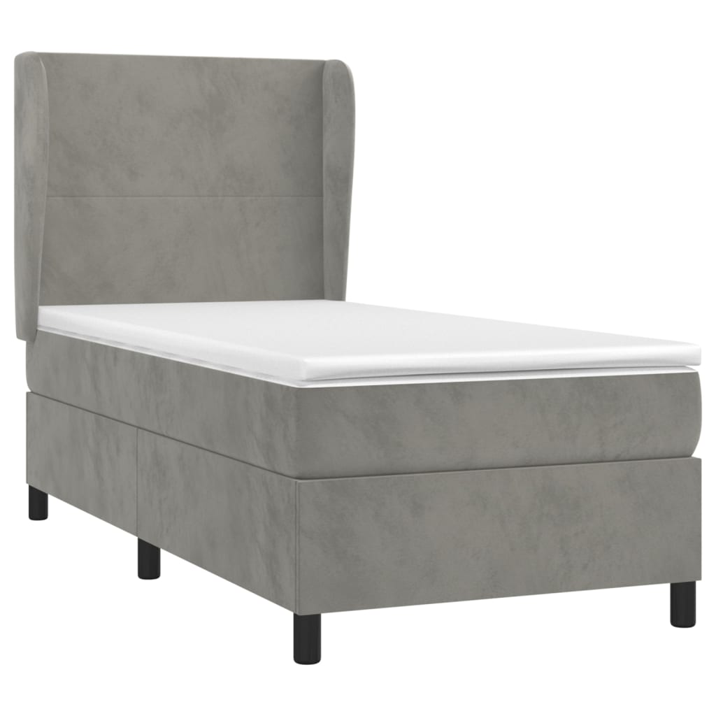 Sommier à lattes de lit et matelas Gris clair 90x190 cm Velours - XIOS
