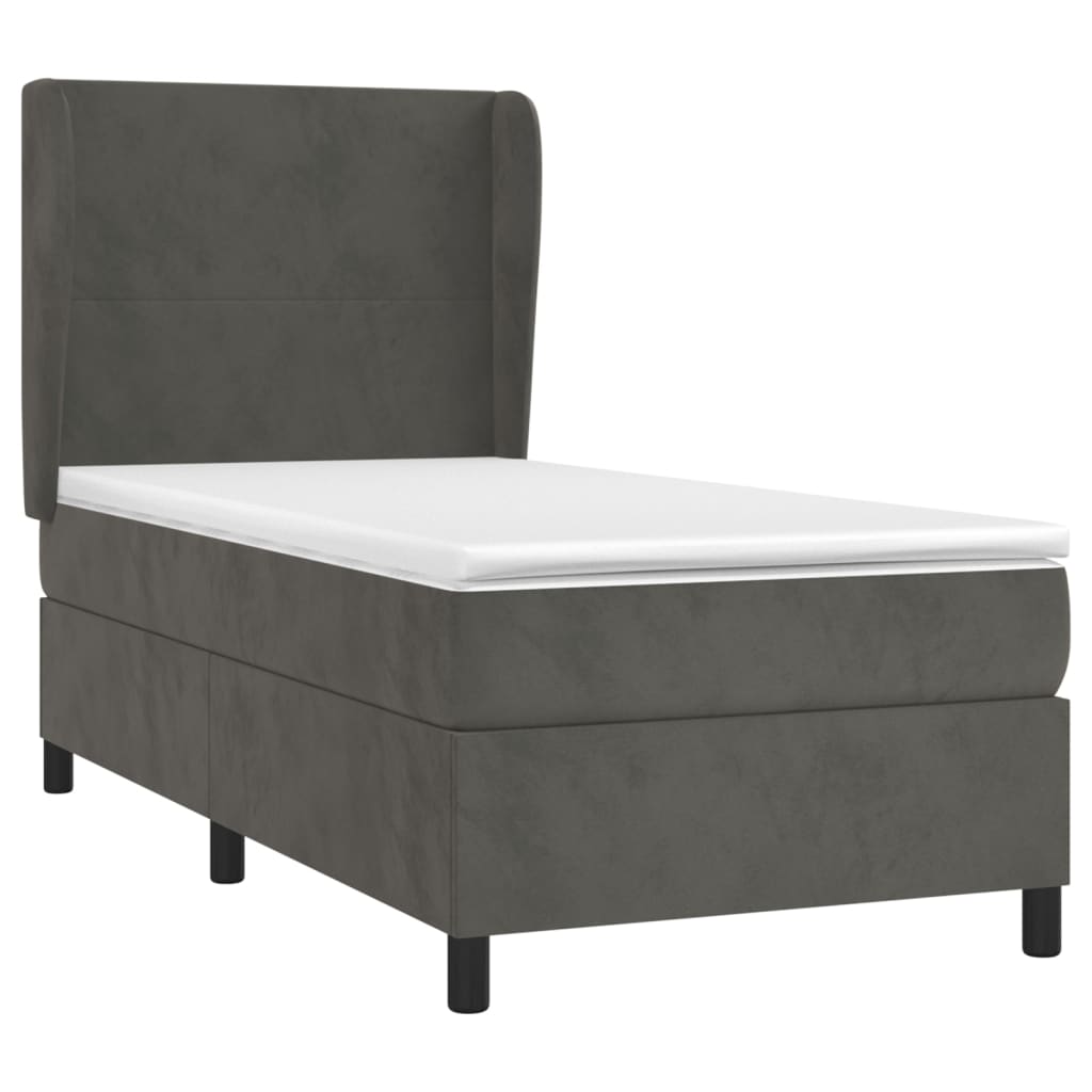 Sommier à lattes de lit et matelas Gris foncé 90x200 cm Velours - XIOS