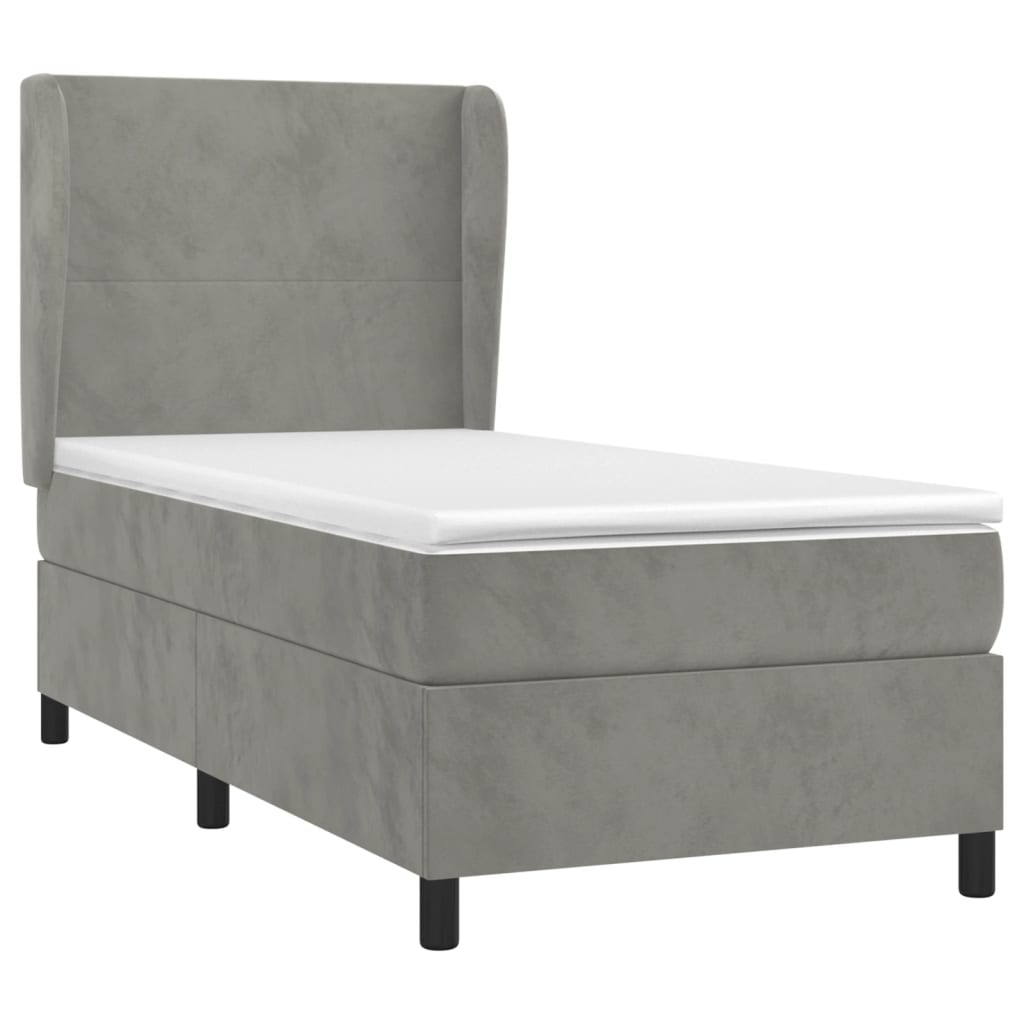 Sommier à lattes de lit et matelas Gris clair 100x200cm Velours - XIOS
