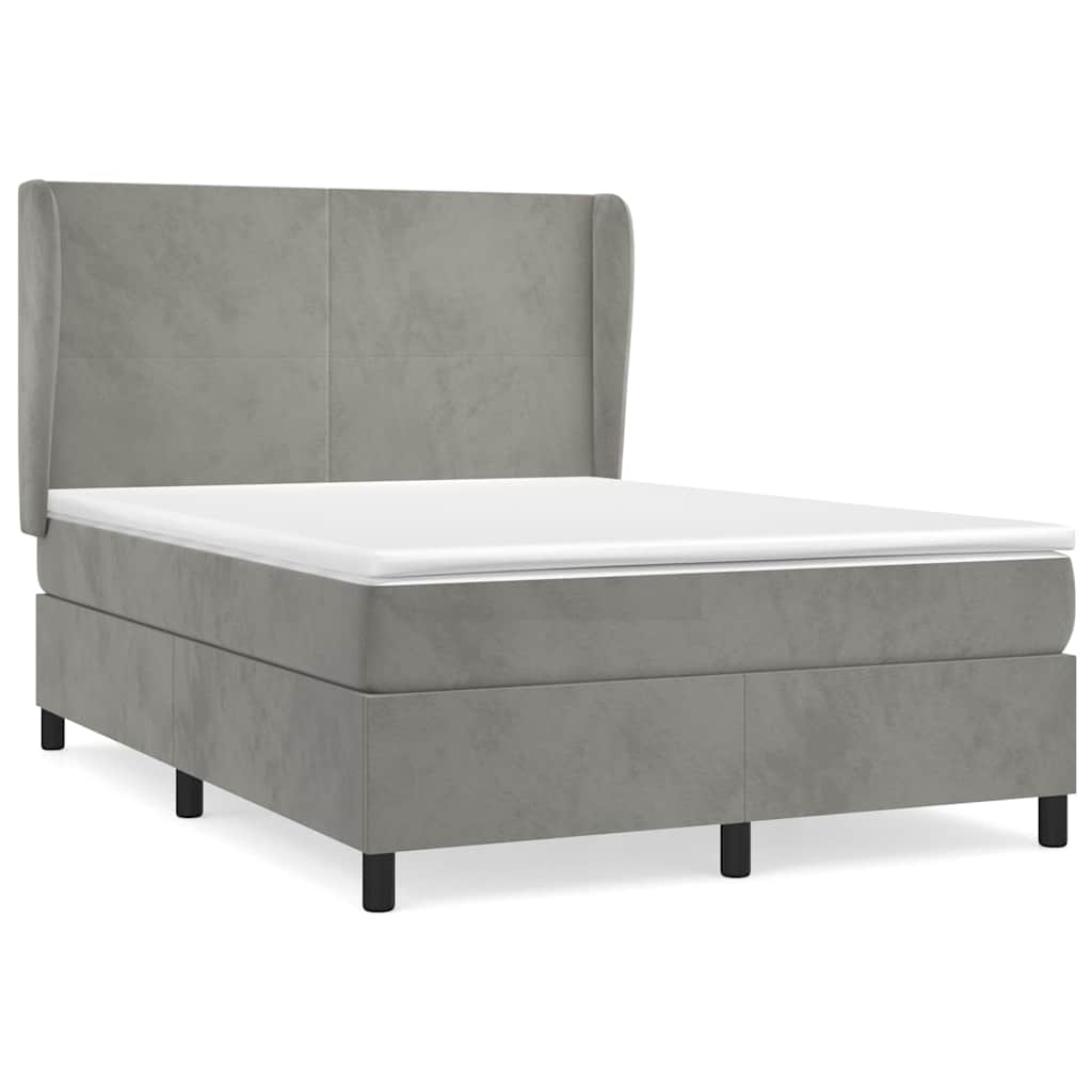 Sommier à lattes de lit et matelas Gris clair 140x190cm Velours