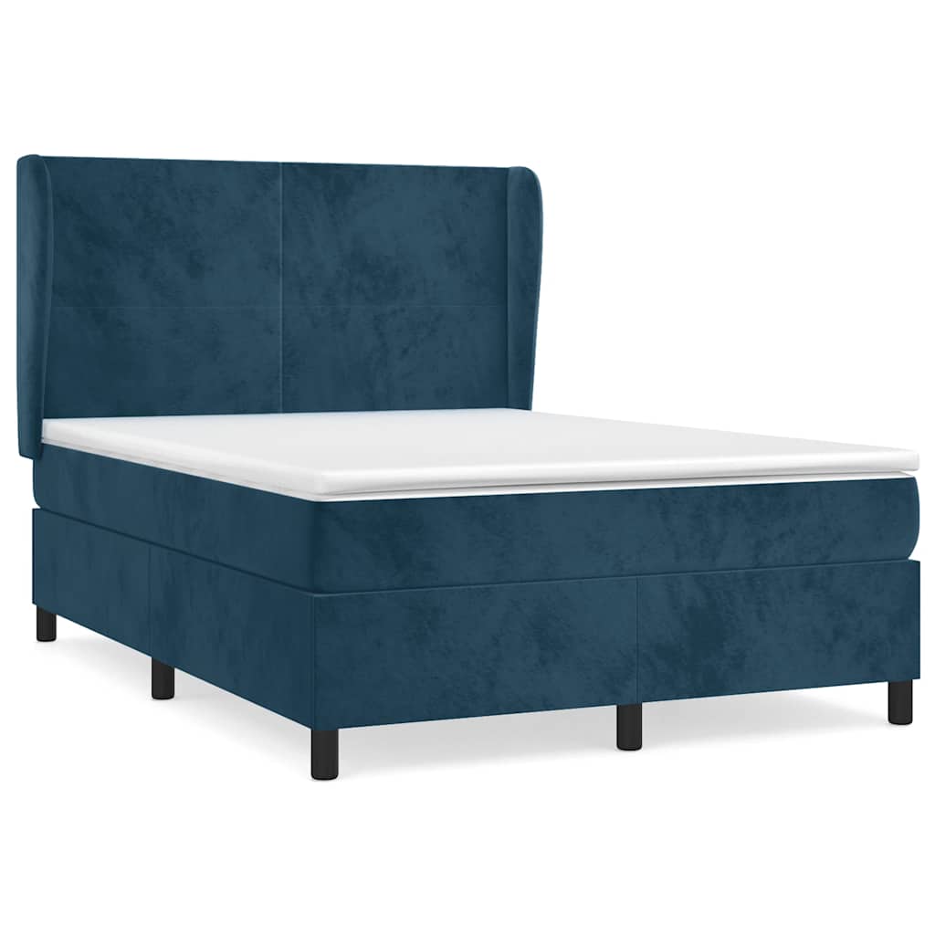 Sommier à lattes de lit et matelas Bleu foncé 140x190cm Velours - XIOS