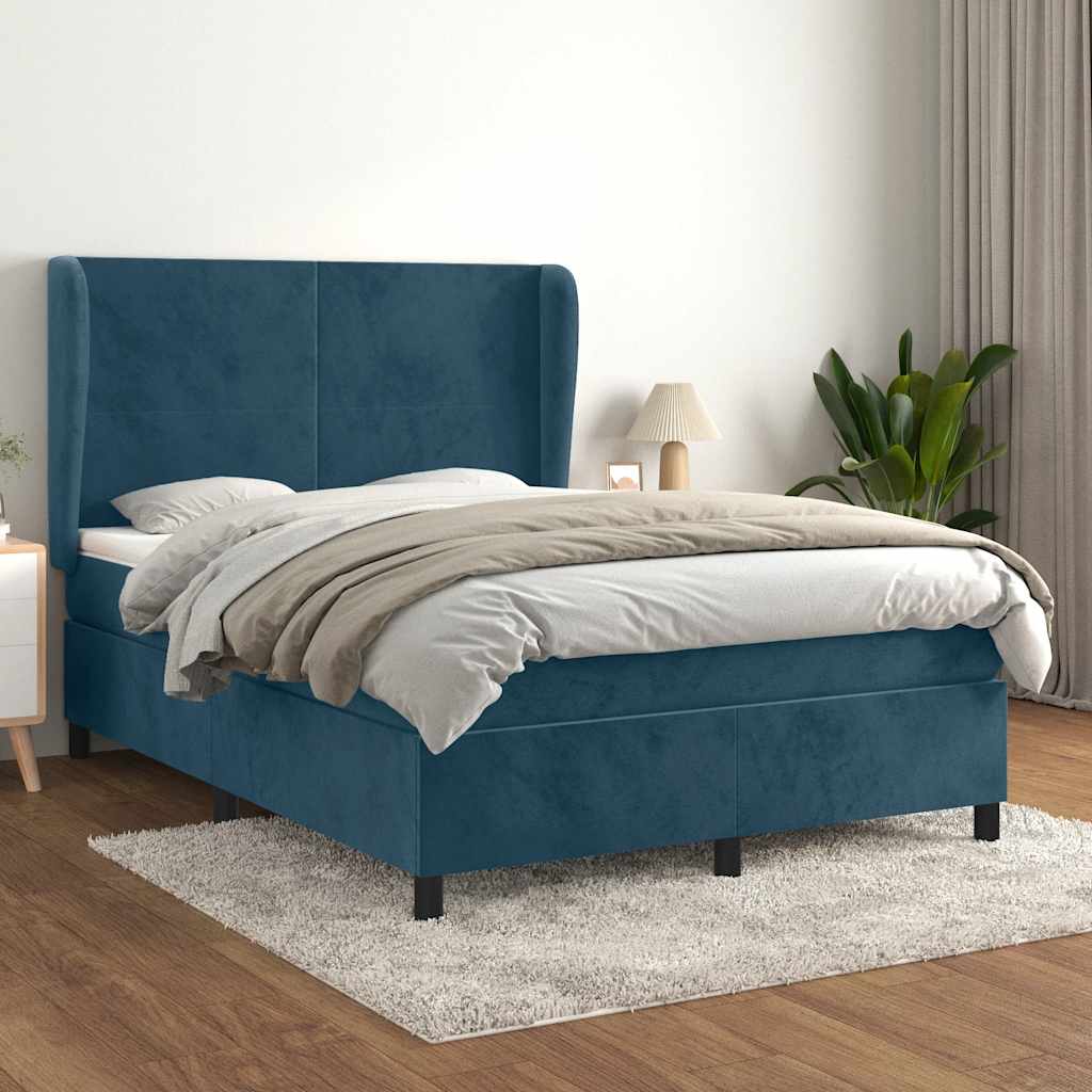 Sommier à lattes de lit et matelas Bleu foncé 140x190cm Velours - XIOS
