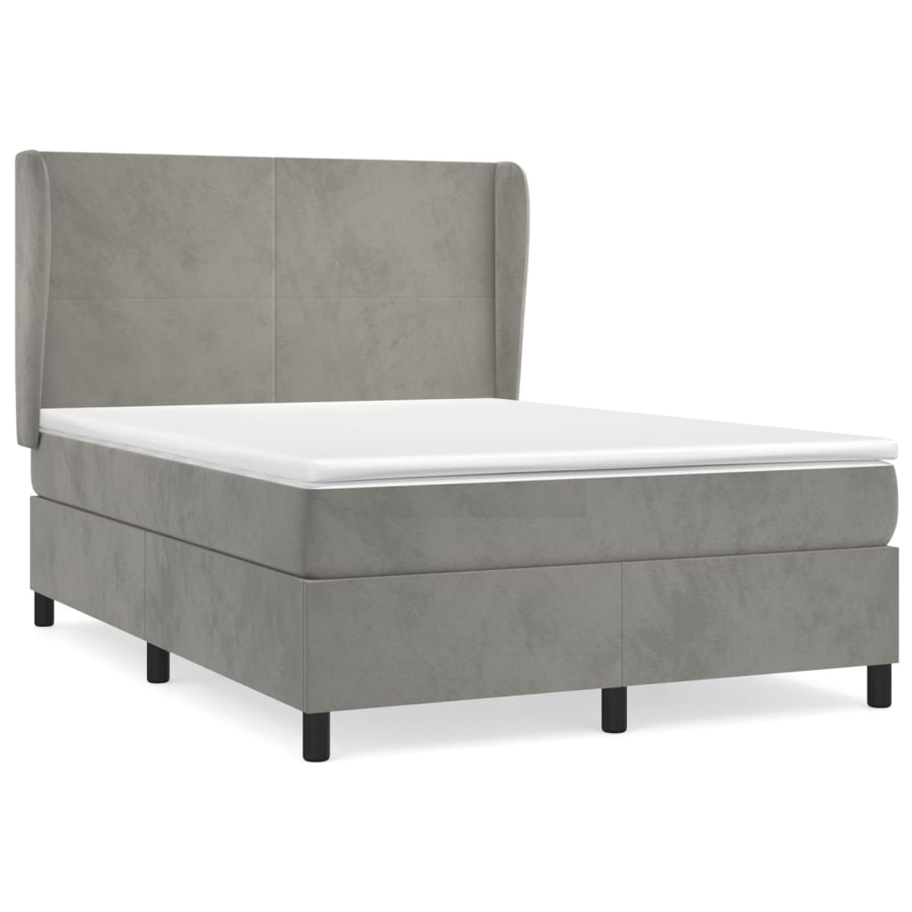 Sommier à lattes de lit et matelas Gris clair 140x200cm Velours - XIOS