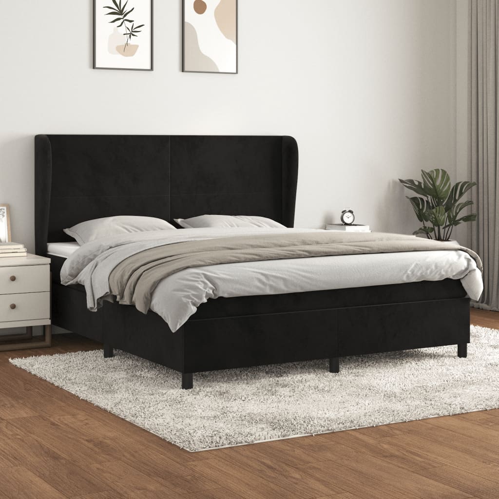 Sommier à lattes de lit et matelas Noir 160x200 cm Velours - XIOS