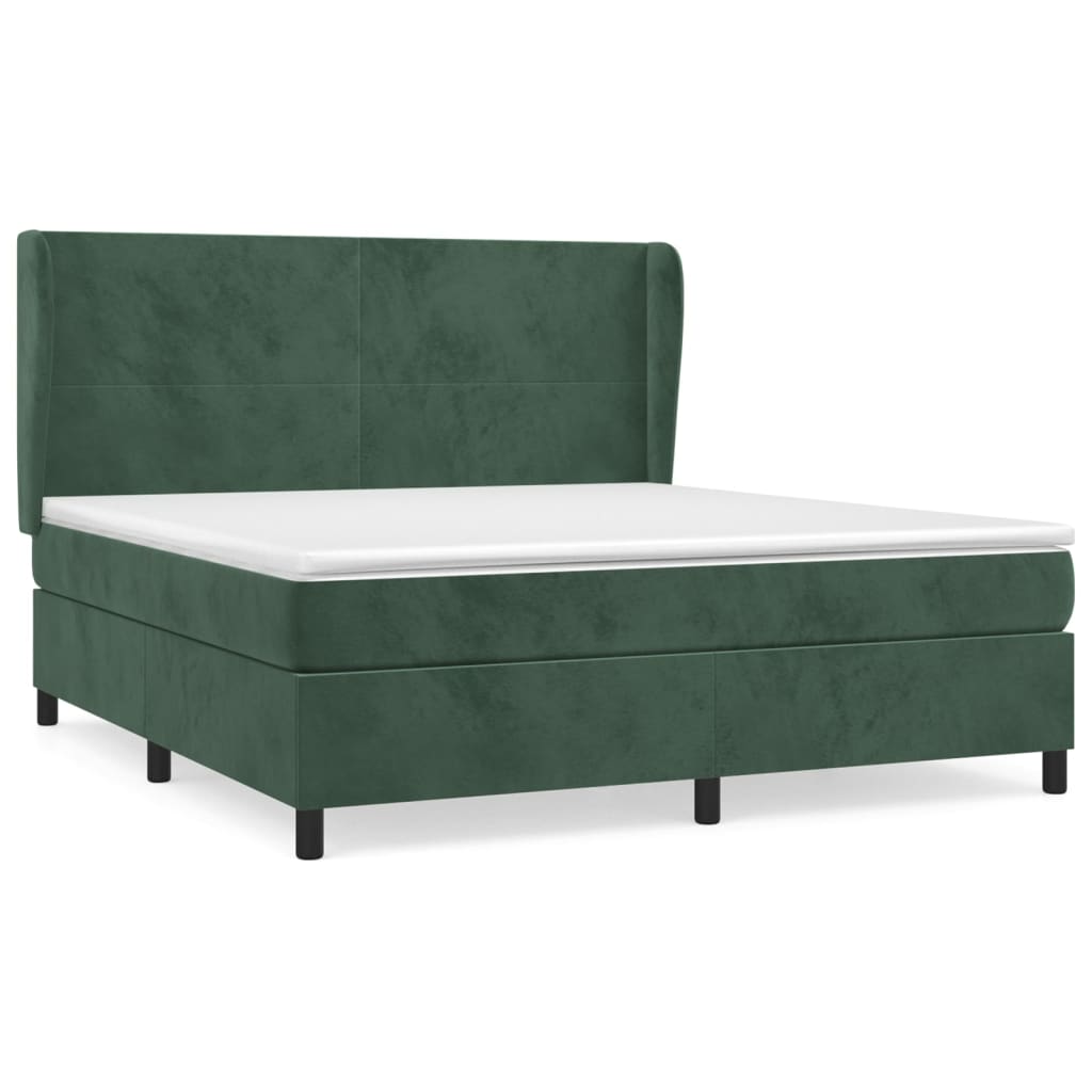 Sommier à lattes de lit et matelas Vert foncé 160x200cm Velours