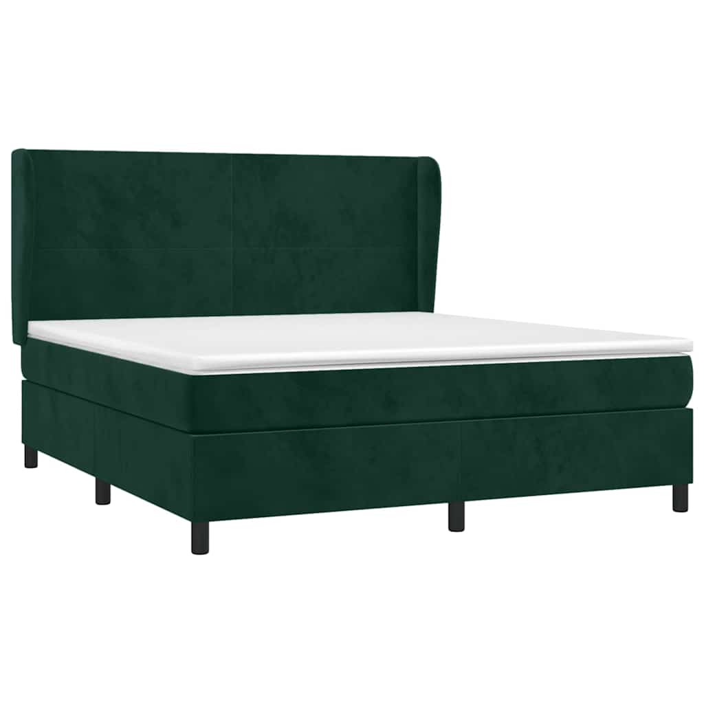 Sommier à lattes de lit et matelas Vert foncé 160x200cm Velours